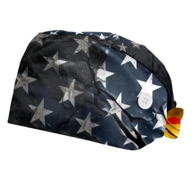 2-Pc,Bouffant Nurse Hats,Scrub Cap Adjustable Scrub Hats with Sweatband,American and German Flags