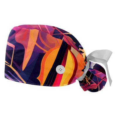 2-Pc,Gourd-Shaped Working Cap,Fisherman Hat with Buttons and Cotton Sweatband,Abstract Jazz Art Music Instruments