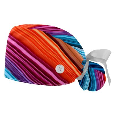 2-Pc,Gourd-Shaped Working Cap,Fisherman Hat with Buttons and Cotton Sweatband,Abstract Rainbow Colorful Pattern