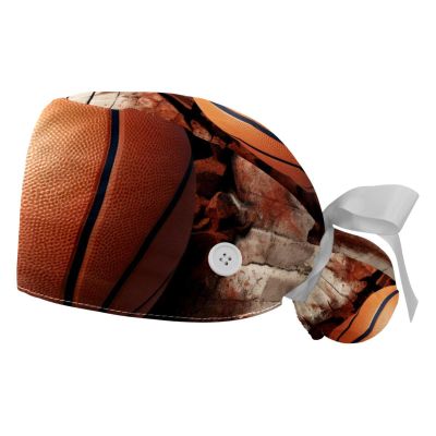2-Pc,Gourd-Shaped Working Cap,Fisherman Hat with Buttons and Cotton Sweatband,3D Pattern Basketball Wall