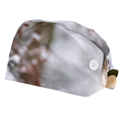 2-Pc,Bouffant Nurse Hats,Scrub Cap Adjustable Scrub Hats with Sweatband,Wild Animal Wolf Snow