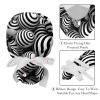 2-Pc,Gourd-Shaped Working Cap,Fisherman Hat with Buttons and Cotton Sweatband,3D Ball Black White Stripes view 4