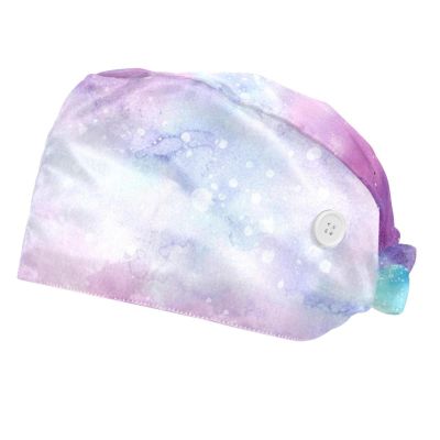 2-Pc,Bouffant Nurse Hats,Scrub Cap Adjustable Scrub Hats with Sweatband,Bright Pink Watercolor