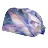 2-Pc,Bouffant Nurse Hats,Scrub Cap Adjustable Scrub Hats with Sweatband,Purple Lotus Watercolor Dragonfly view 1