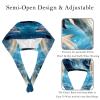 2-Pc,Bouffant Nurse Hats,Scrub Cap Adjustable Scrub Hats with Sweatband,Full Moon Ocean Dolphins view 3