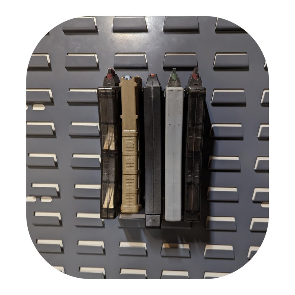 Hammy3DPrints Mount for AR 223/556/300 Pattern Mags - Secure It/Akro Mils | Magazine Holder Storage Rack (Plastic Panel)
