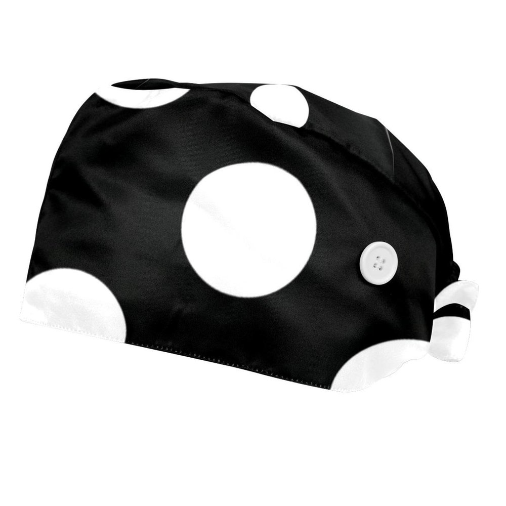 2-Pc,Bouffant Nurse Hats,Scrub Cap Adjustable Scrub Hats with Sweatband,Classic Polka Dot
