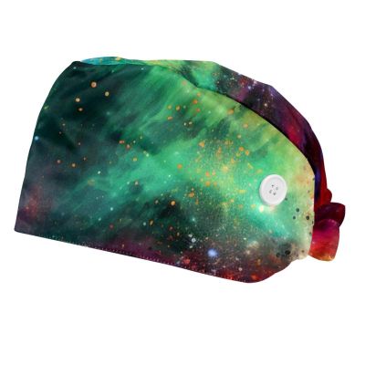 2-Pc,Bouffant Nurse Hats,Scrub Cap Adjustable Scrub Hats with Sweatband,Abstract Galaxy Nebula