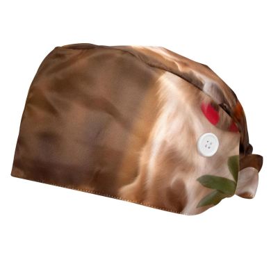 2-Pc,Bouffant Nurse Hats,Scrub Cap Adjustable Scrub Hats with Sweatband,Cute Pet Dog Flower Animal Pattern