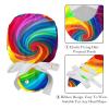 2-Pc,Gourd-Shaped Working Cap,Fisherman Hat with Buttons and Cotton Sweatband,Abstract Swirl Rainbow view 4