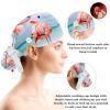 Nurse Scrub Caps,Scrub Hats with Buttons and Cotton Sweatband,Flamingos Sand Beach Summer view 3
