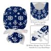 2-Pc,Gourd-Shaped Working Cap,Fisherman Hat with Buttons and Cotton Sweatband,Anchor Pattern Rudder view 4