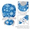 2-Pc,Gourd-Shaped Working Cap,Fisherman Hat with Buttons and Cotton Sweatband,Blue Christmas Winter Snowflake view 4