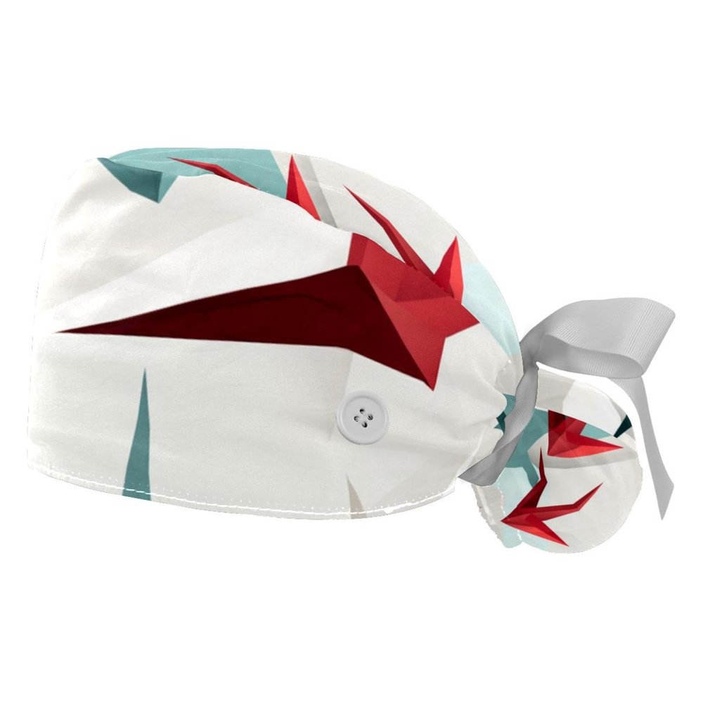 2-Pc,Gourd-Shaped Working Cap,Fisherman Hat with Buttons and Cotton Sweatband,Abstract Paper Cranes