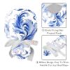 2-Pc,Gourd-Shaped Working Cap,Fisherman Hat with Buttons and Cotton Sweatband,Blue Floral Leaves view 4
