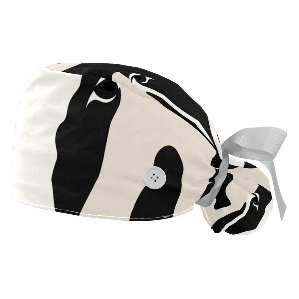 2-Pc,Gourd-Shaped Working Cap,Fisherman Hat with Buttons and Cotton Sweatband,Animal Cow Print