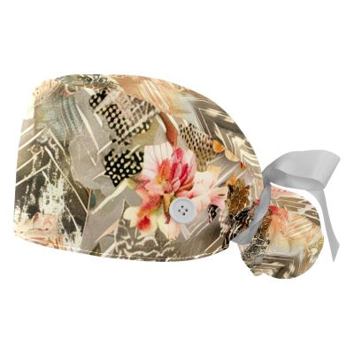 2-Pc,Gourd-Shaped Working Cap,Fisherman Hat with Buttons and Cotton Sweatband,Ethnic Vintage Indian Floral