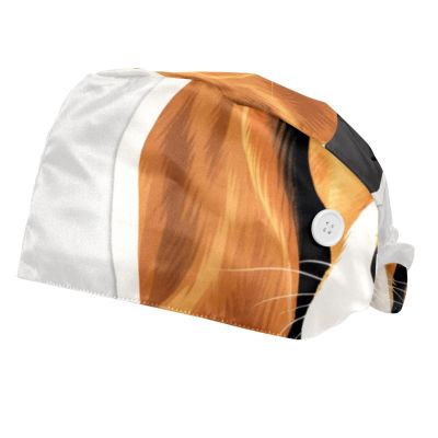 2-Pc,Bouffant Nurse Hats,Scrub Cap Adjustable Scrub Hats with Sweatband,Dog Beagle Cartoon Dog