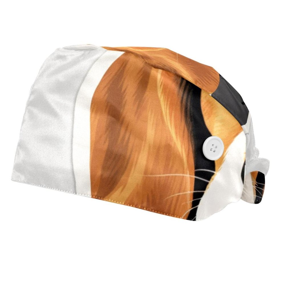 2-Pc,Bouffant Nurse Hats,Scrub Cap Adjustable Scrub Hats with Sweatband,Dog Beagle Cartoon Dog