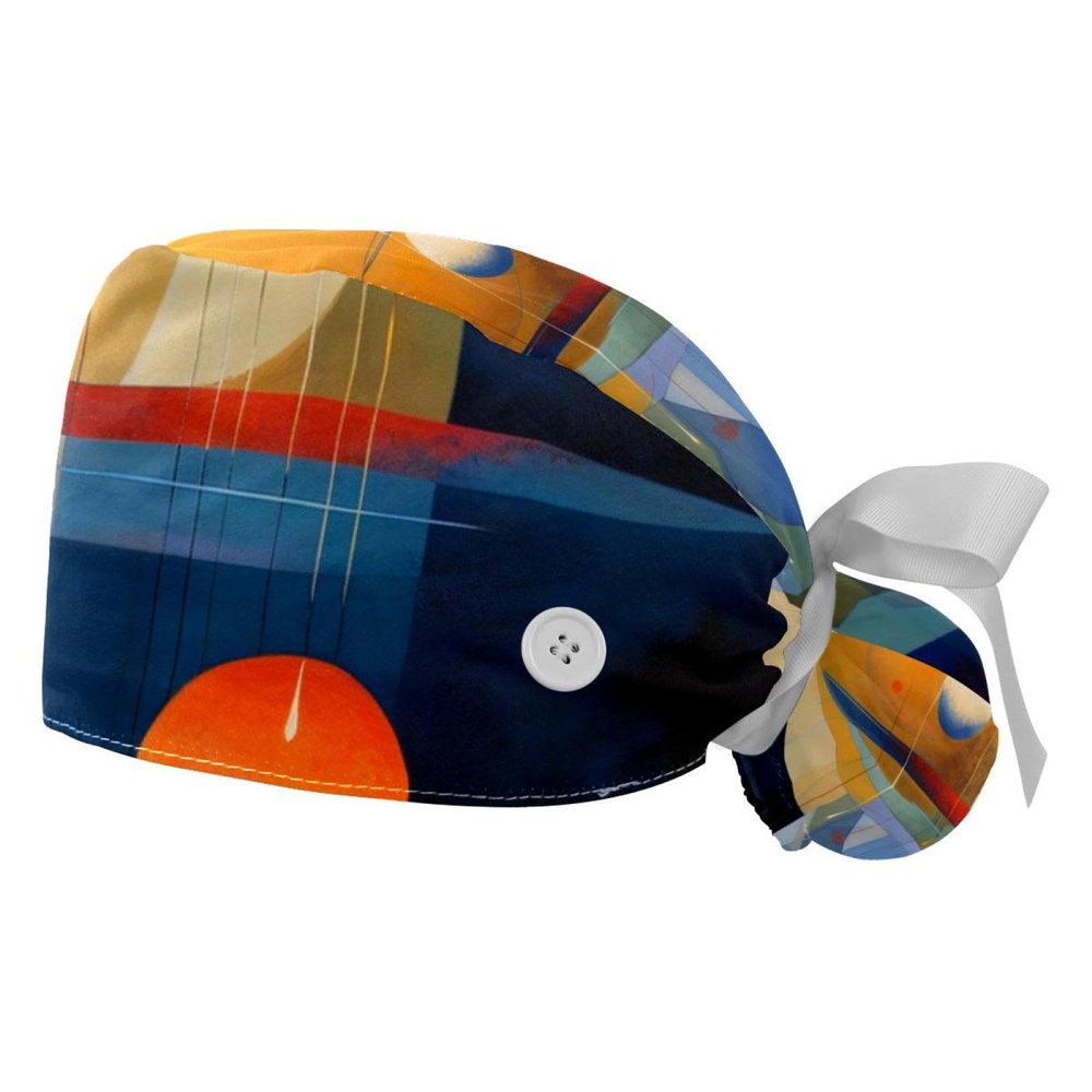 2-Pc,Gourd-Shaped Working Cap,Fisherman Hat with Buttons and Cotton Sweatband,Art Abstract Painting