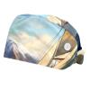 2-Pc,Bouffant Nurse Hats,Scrub Cap Adjustable Scrub Hats with Sweatband,Sea Landscape Sailboat view 1