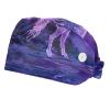 2-Pc,Bouffant Nurse Hats,Workout Hat with Buttons and Cotton Sweatband,Fantasy Nebula Galaxy Unicorn