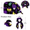 Scrub Hat,Working Head Cover with Buttons and Cotton Sweatband,Cartoon Halloween Elves view 2