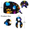 Scrub Hat,Working Head Cover with Buttons and Cotton Sweatband,Colorful Dog Paw Print view 2