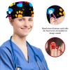 Scrub Hat,Working Head Cover with Buttons and Cotton Sweatband,Colorful Dog Paw Print view 3