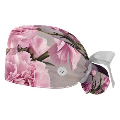 2-Pc,Gourd-Shaped Working Cap,Fisherman Hat with Buttons and Cotton Sweatband,Boss Bloom Pink Flower