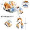 Nurse Scrub Caps,Scrub Hats with Buttons and Cotton Sweatband,Animal Fox Blue Flower Pattern view 2