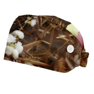 2-Pc,Bouffant Nurse Hats,Scrub Cap Adjustable Scrub Hats with Sweatband,Easter Eggs Rabbit
