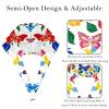 YTYVAGT 2-Pc,Bouffant Nurse Hats,Workout Hat with Buttons and Cotton Sweatband,Butterflies Flower Colored Pattern view 3
