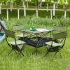 bytnghy Folding Camping Table and Chairs Set of 4, Portable Chair with Storage Bag, Picnics, Beach,Backyard, BBQ, Party, Patio, Black Blue view 1