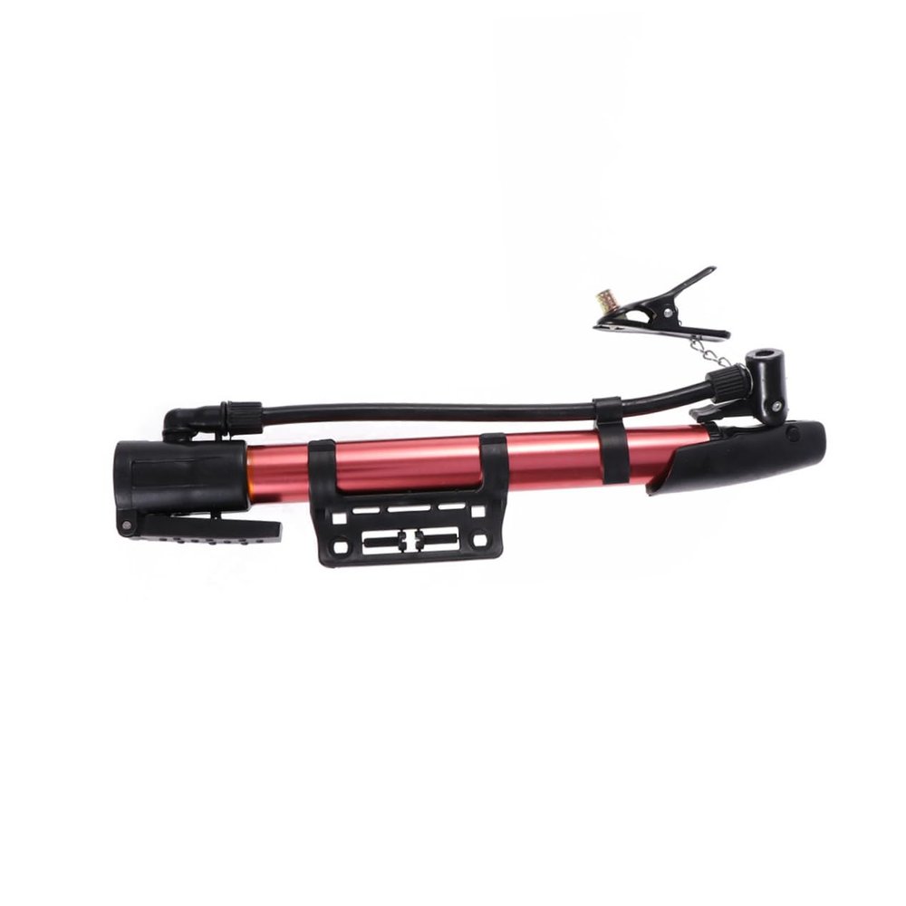 KOMBIUDA Portable Aluminum Alloy Bike Pump High Volume Floor Pump for Road Mountain Bikes Lightweight and Multi-Valve Compatible for Tires Balls and Inflatable Toys Red
