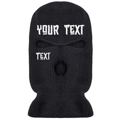 Custom Text Name Logo Embroidery 3 Holes Full Face Cover Ski Mask Winter Outdoor Sports Knitted Balaclava for Men Women
