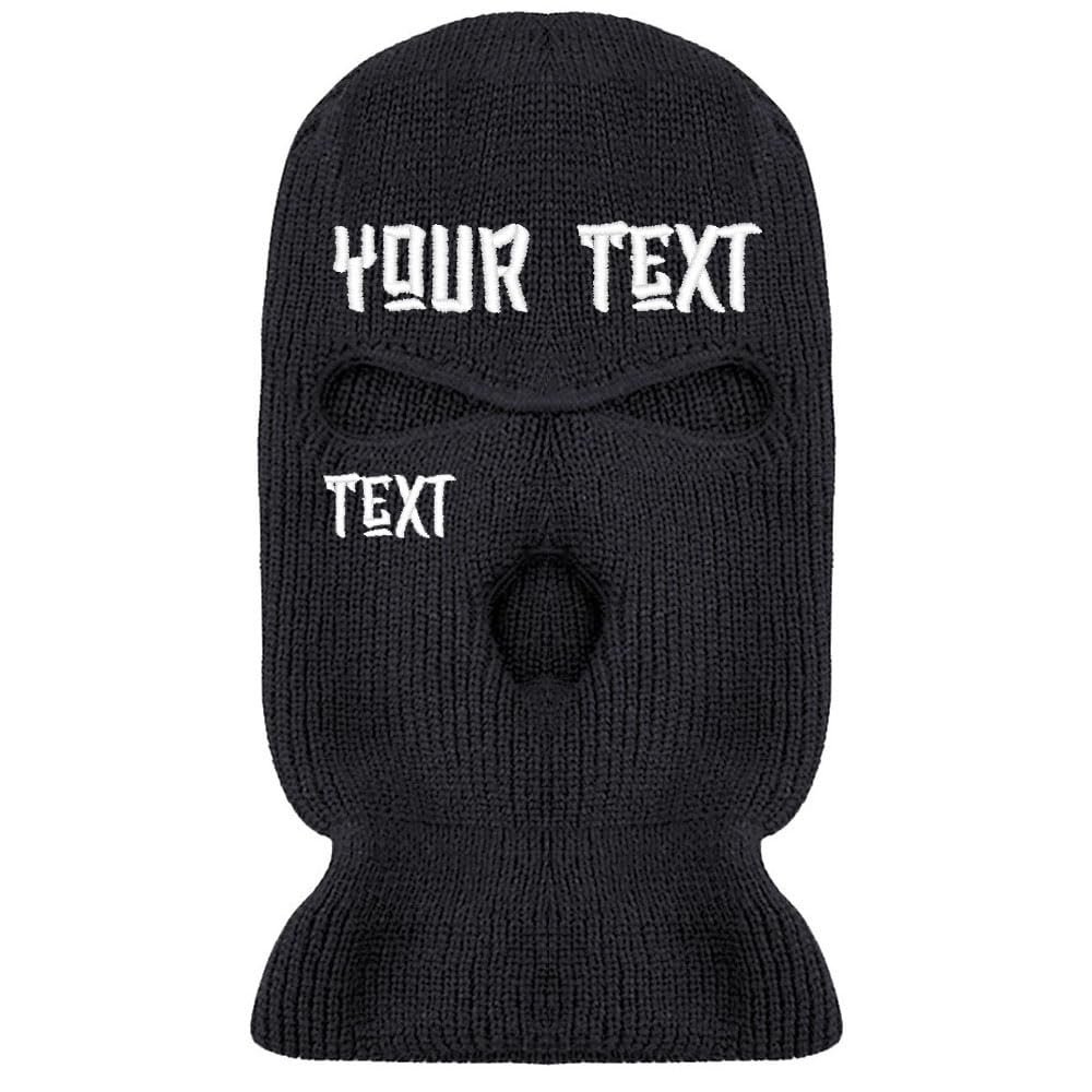 Custom Text Name Logo Embroidery 3 Holes Full Face Cover Ski Mask Winter Outdoor Sports Knitted Balaclava for Men Women