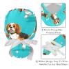 2-Pc,Nurse Scrub Caps,Scrub Hats with Buttons and Cotton Sweatband,Animal Dog Blue Background view 4