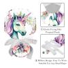 2-Pc,Gourd-Shaped Working Cap,Fisherman Hat with Buttons and Cotton Sweatband,Unicorn Floral Bushes view 4