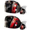 2-Pc,Nurse Scrub Caps,Scrub Hats with Buttons and Cotton Sweatband,Black Pet Dog and Music view 1