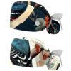 2-Pc,Nurse Scrub Caps,Scrub Hats with Buttons and Cotton Sweatband,Animal Plant Bird Art Pattern view 1