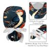 2-Pc,Nurse Scrub Caps,Scrub Hats with Buttons and Cotton Sweatband,Animal Plant Bird Art Pattern view 4