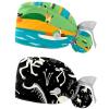 2-Pc,Gourd-Shaped Working Cap,Fisherman Hat with Buttons and Cotton Sweatband,Blue Yellow Green Striped Fox view 1