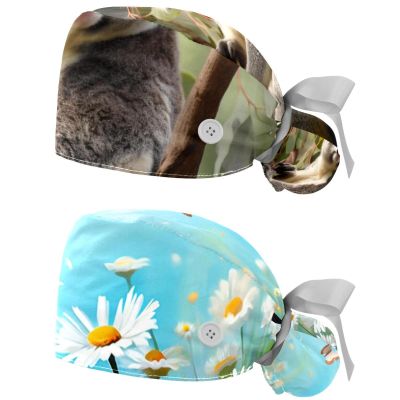 2-Pc,Gourd-Shaped Working Cap,Fisherman Hat with Buttons and Cotton Sweatband,Australia Koala Bear Lazy Animal