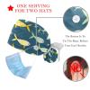 2-Pc,Nurse Scrub Caps,Scrub Hats with Buttons and Cotton Sweatband,Abstract Leaves view 3