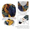 2-Pc,Nurse Scrub Caps,Scrub Hats with Buttons and Cotton Sweatband,Abstract Leaves view 4