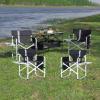 bytnghy Folding Outdoor Table and Chairs Set of 4 with Side Table and Storage Pockets, Outdoor Camping, Picnics, Beach, Backyard, BBQ, Party, Patio, Black Gray view 1