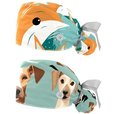 2-Pc,Gourd-Shaped Working Cap,Fisherman Hat with Buttons and Cotton Sweatband,Animal Cute Fox Family