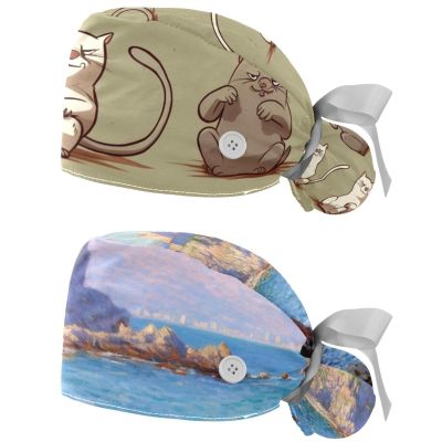 2-Pc,Gourd-Shaped Working Cap,Fisherman Hat with Buttons and Cotton Sweatband,Animal Yoga Bulldog