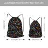 BREAUX Math Formula Print Drawstring Backpack Bag, Men'S Women'S Shopping Yoga Swimming Travel Sports Backpacks, Medium, Black view 4